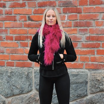 Lambskin boa Cerise