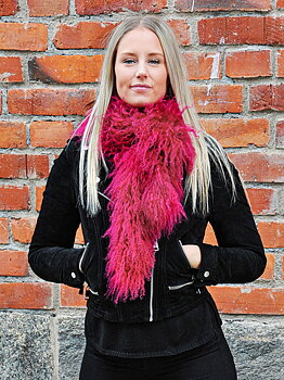 Lambskin boa Cerise