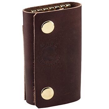 Key holder with compartment in dark brown/gold