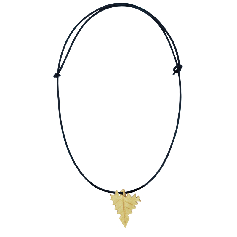 Leather Necklace yellow leaf