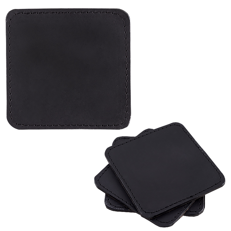 Coasters in leather sqaure Black