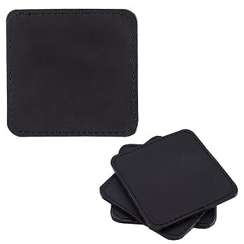 Coasters in leather sqaure Black