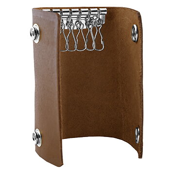 Key holder in leather Cognac