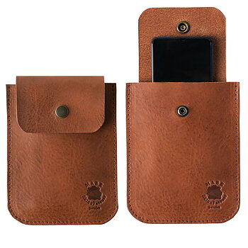 Belt bag for mobile phone cognac