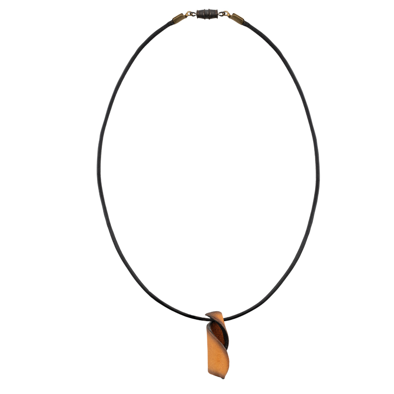 Black leather necklace with yellow pendant
