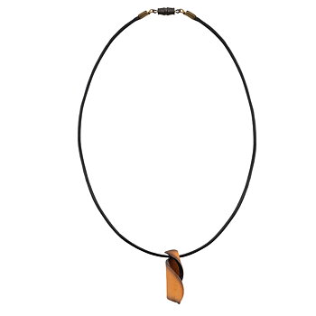 Black leather necklace with yellow pendant