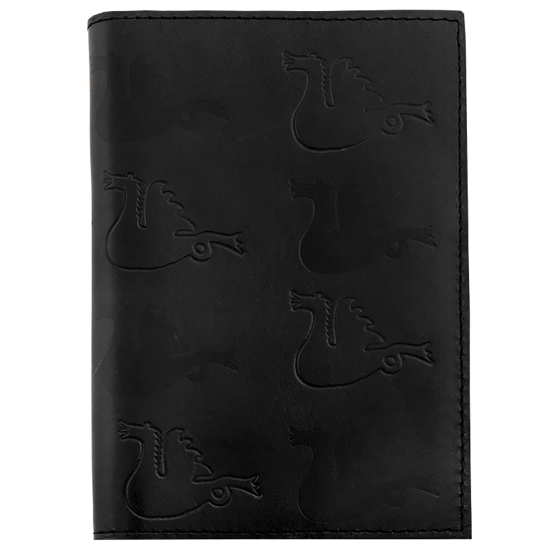 Book cover in leather dragon black