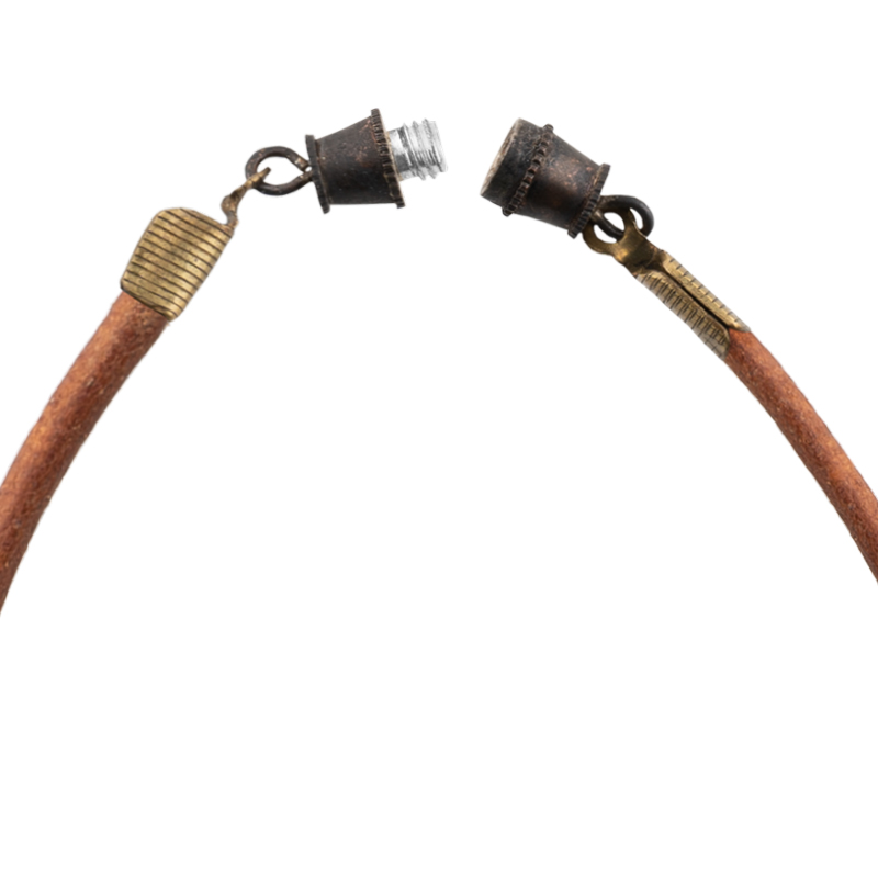 Brown leather necklace with yellow pendant - 3