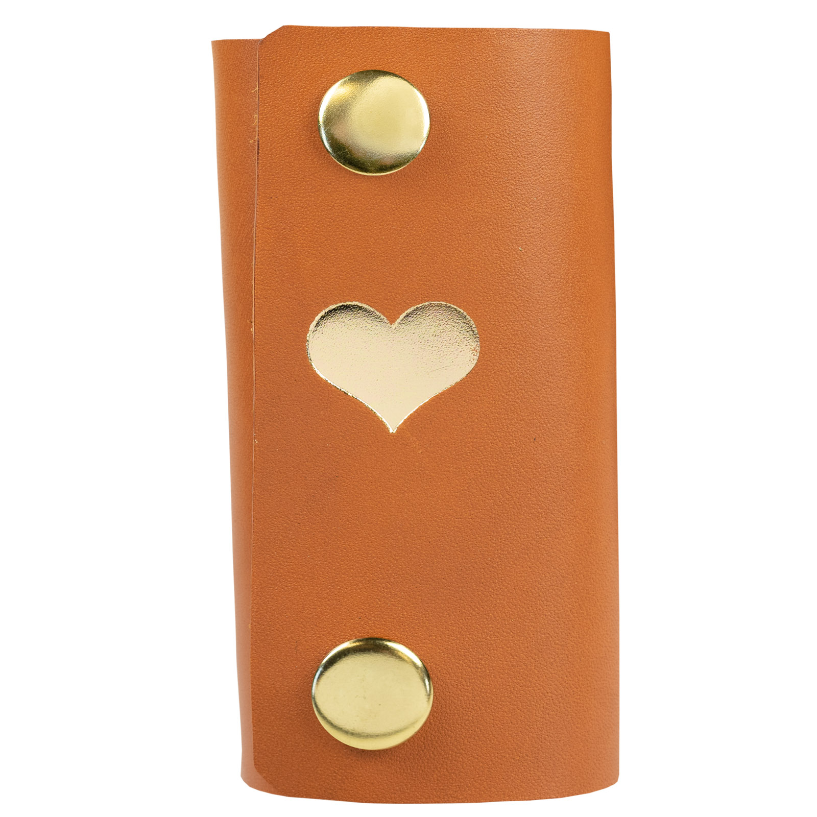 Key holder full gold heart cognac