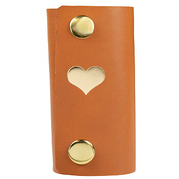 Key holder full gold heart cognac