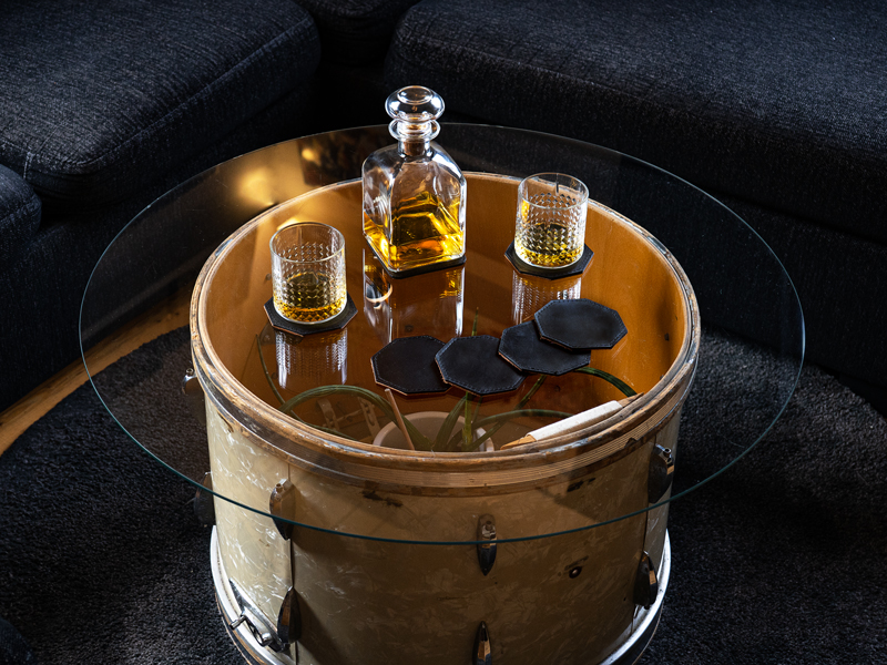 Coasters in leather octagonal black - 2