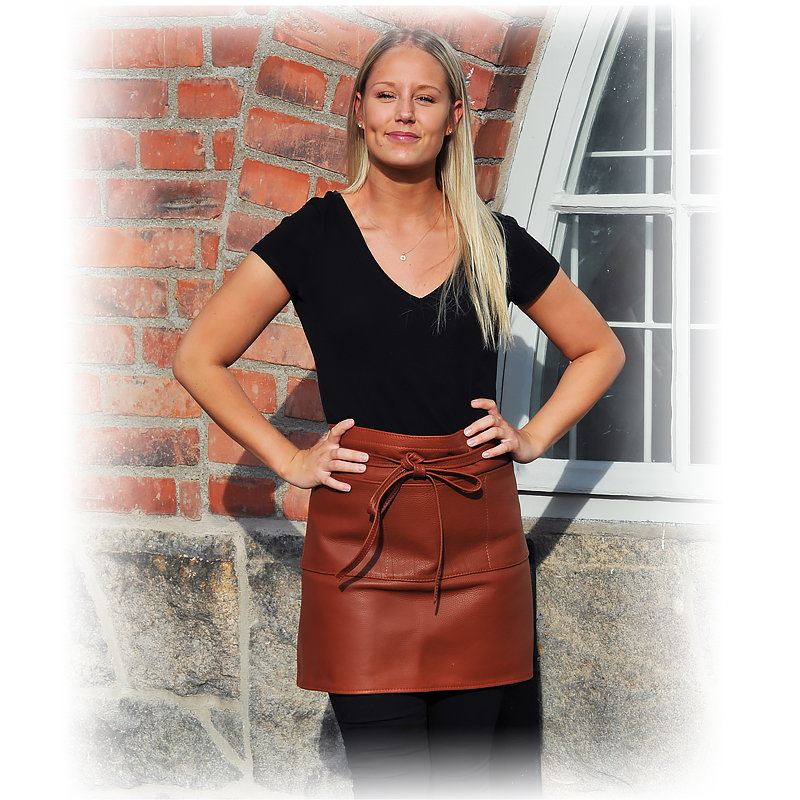 Serving Apron in leather Chestnut - 5