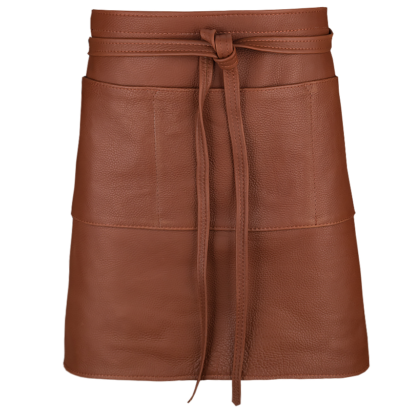 Serving Apron in leather Chestnut - 3