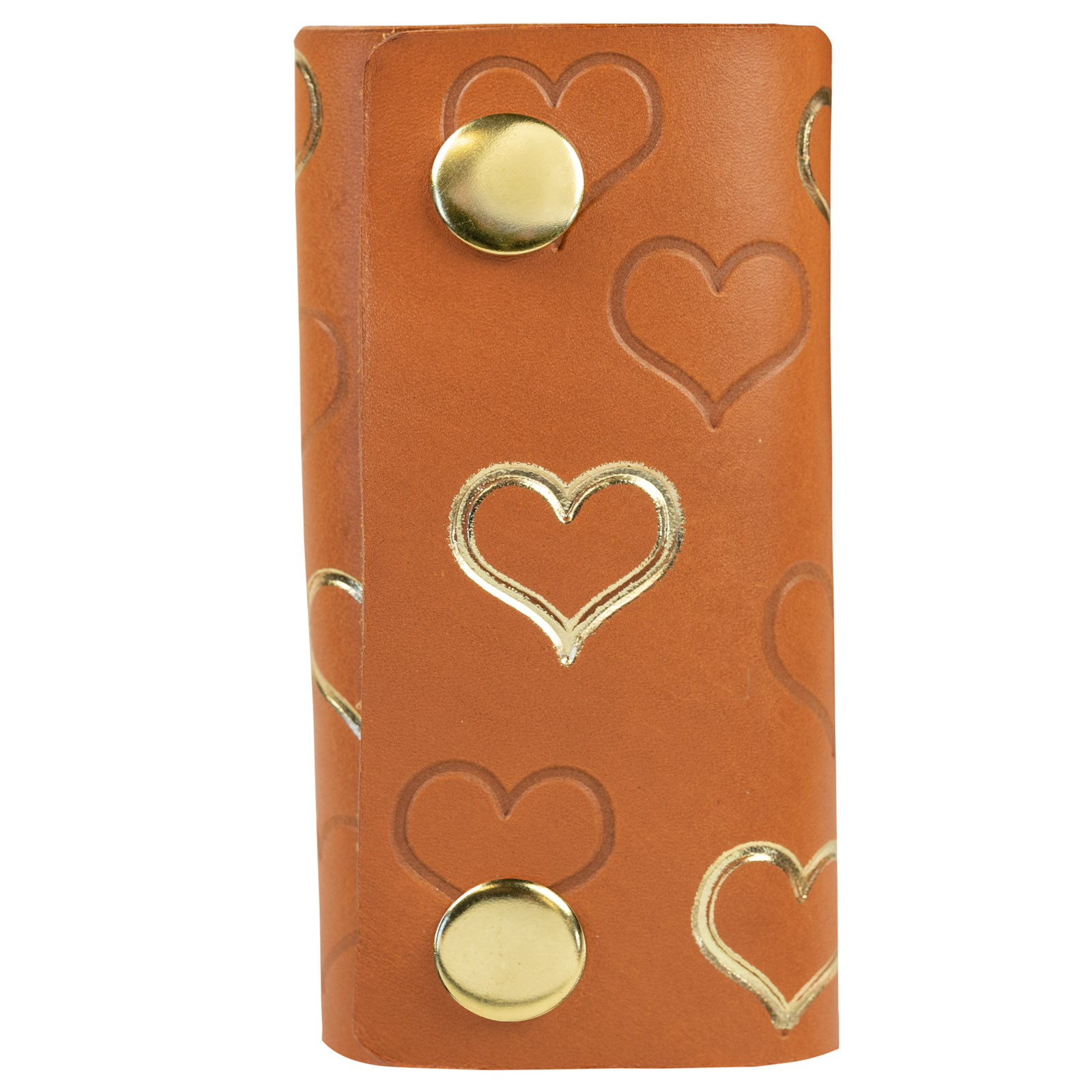 Key holder multiple hearts cognac / gold