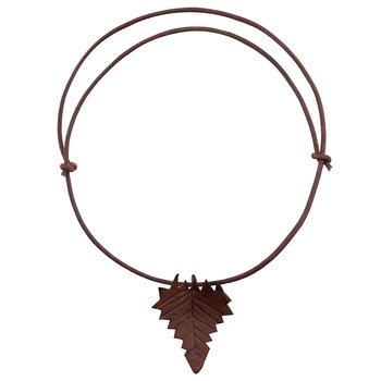 brown necklace  with  brown leaf
