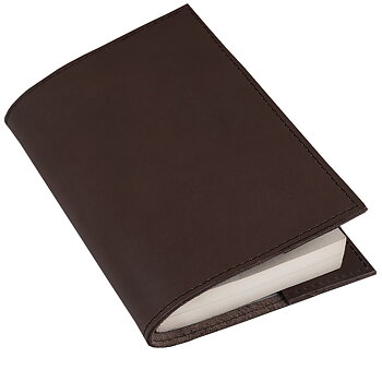 Book cover in leather dark brown