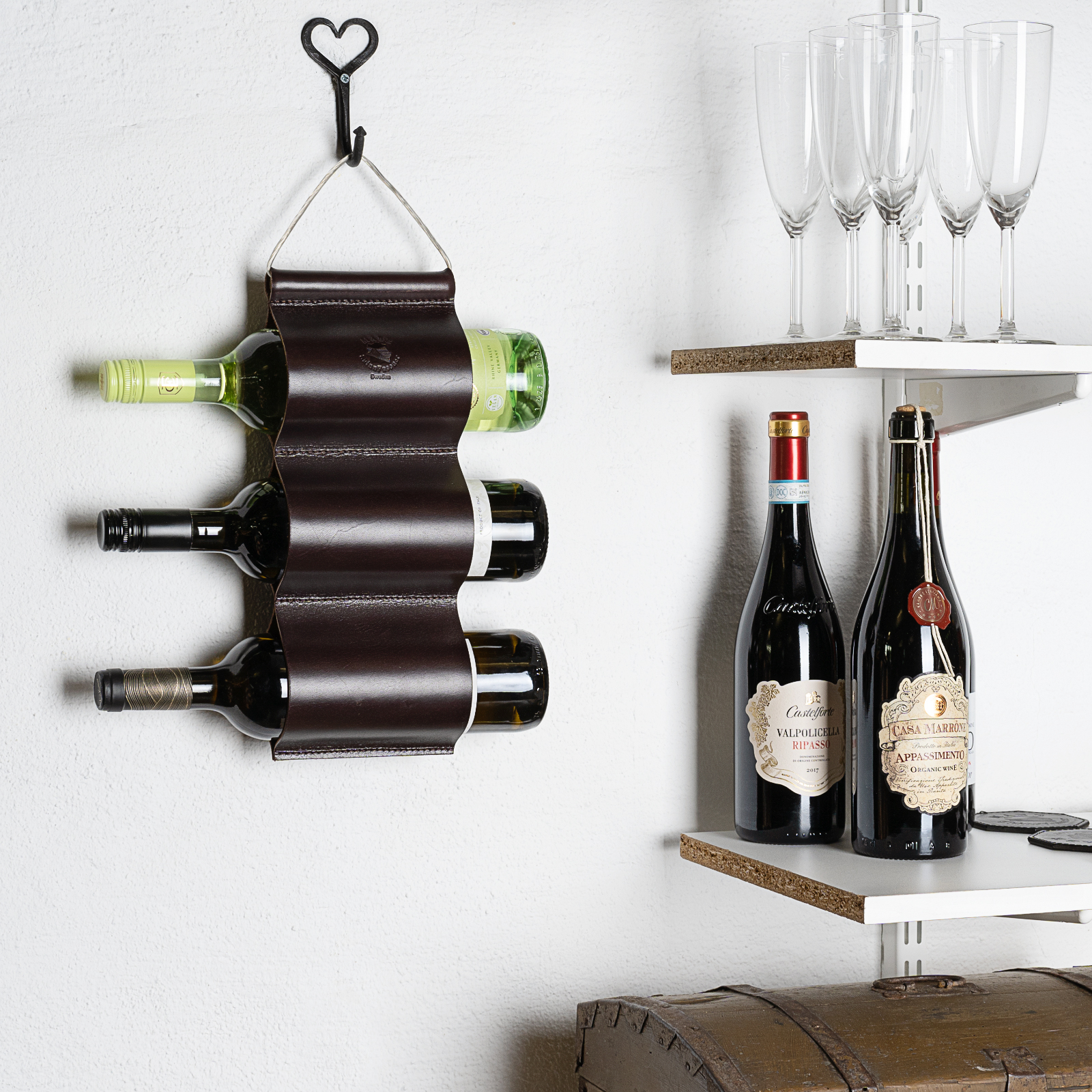 Wine rack 3-compartment Dark brown