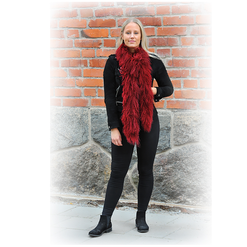 Lambskin boa red