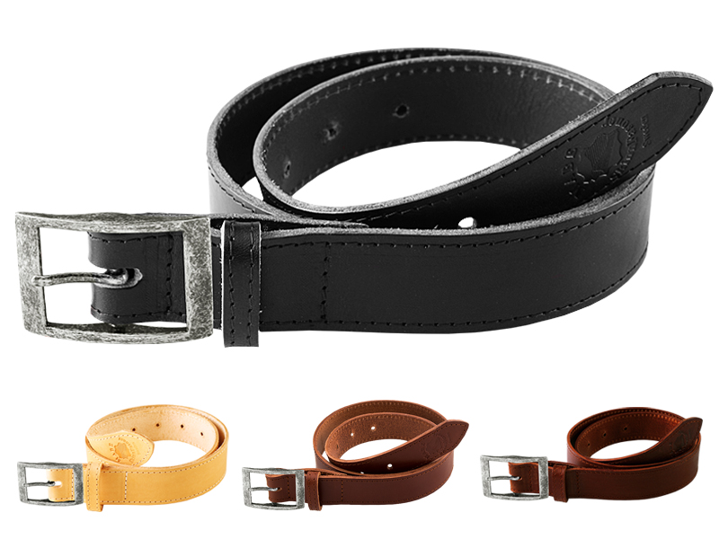 Leather belt G antique silver