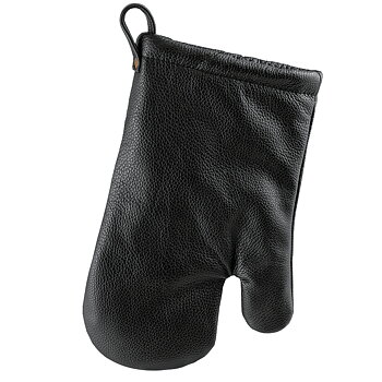 Oven mitt in real leather black