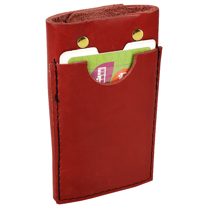 Key holder with compartment in red, gold - 2