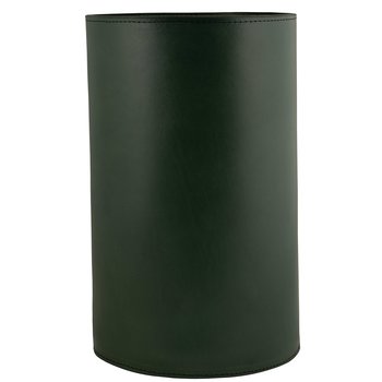Paper bin in leather Green
