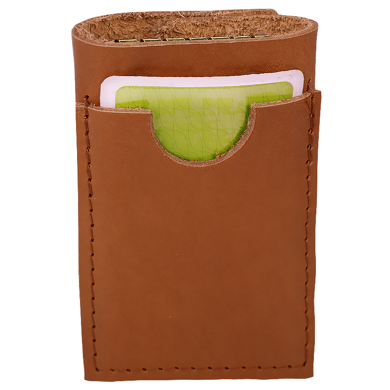 Key holder with compartment in cognac/ gold - 2