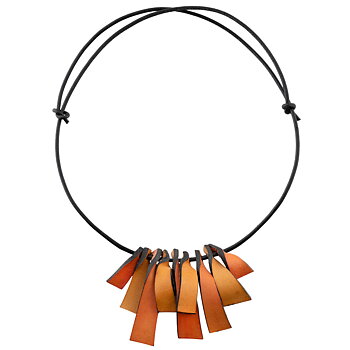 Leather Necklace orange/yellow mix