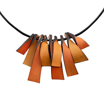 Leather Necklace orange/yellow mix