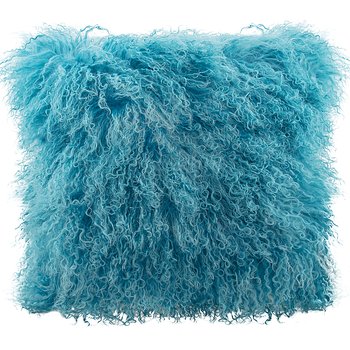 Turquoise lambskin pillow