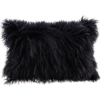 Black lambskin pillow 60x40cm