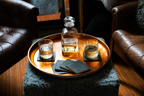Coasters in leather
