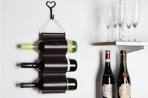 Wine rack in real leather