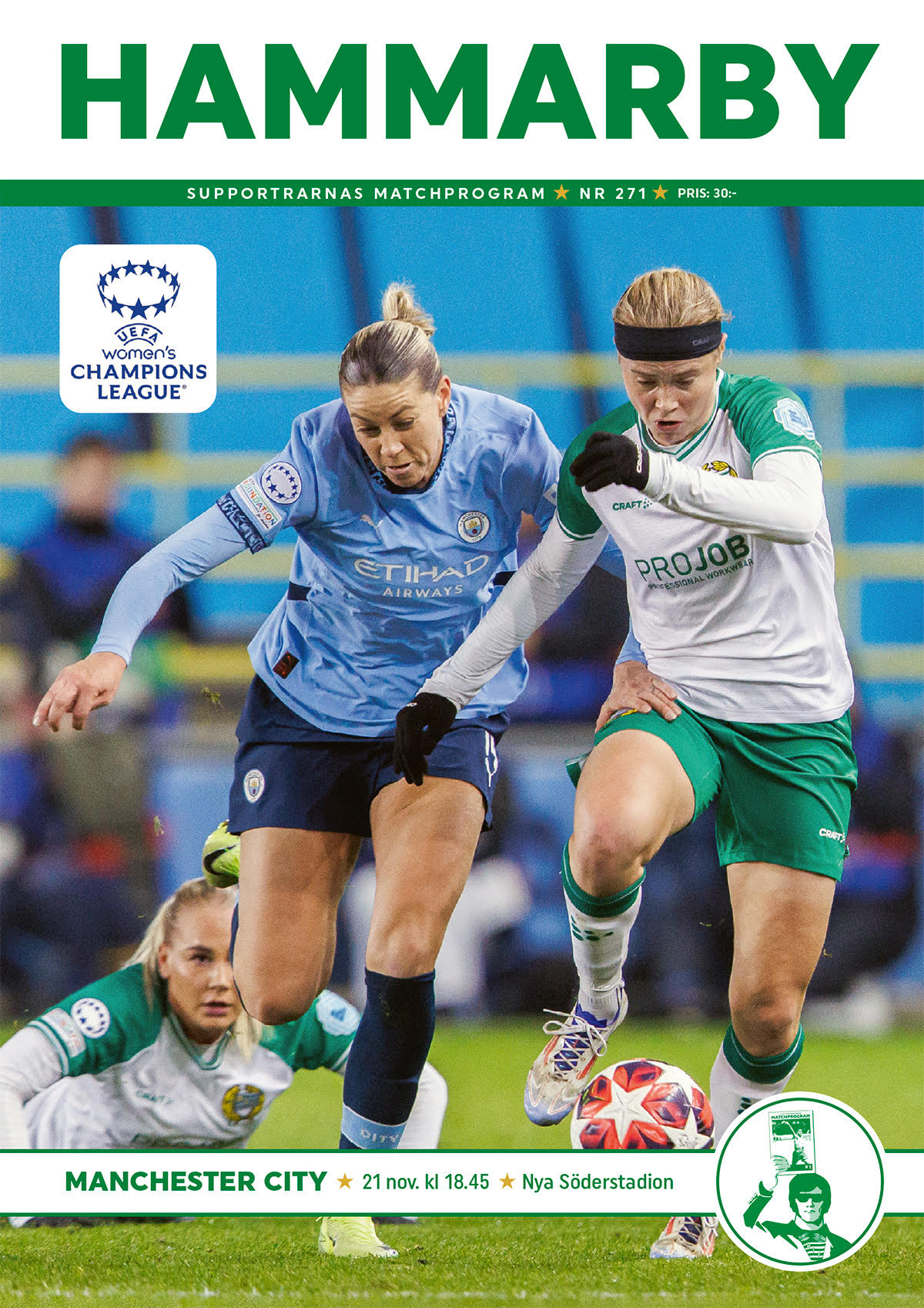 Matchprogram #271 Hammarby-Manchester City FC.  Champions League 2024.