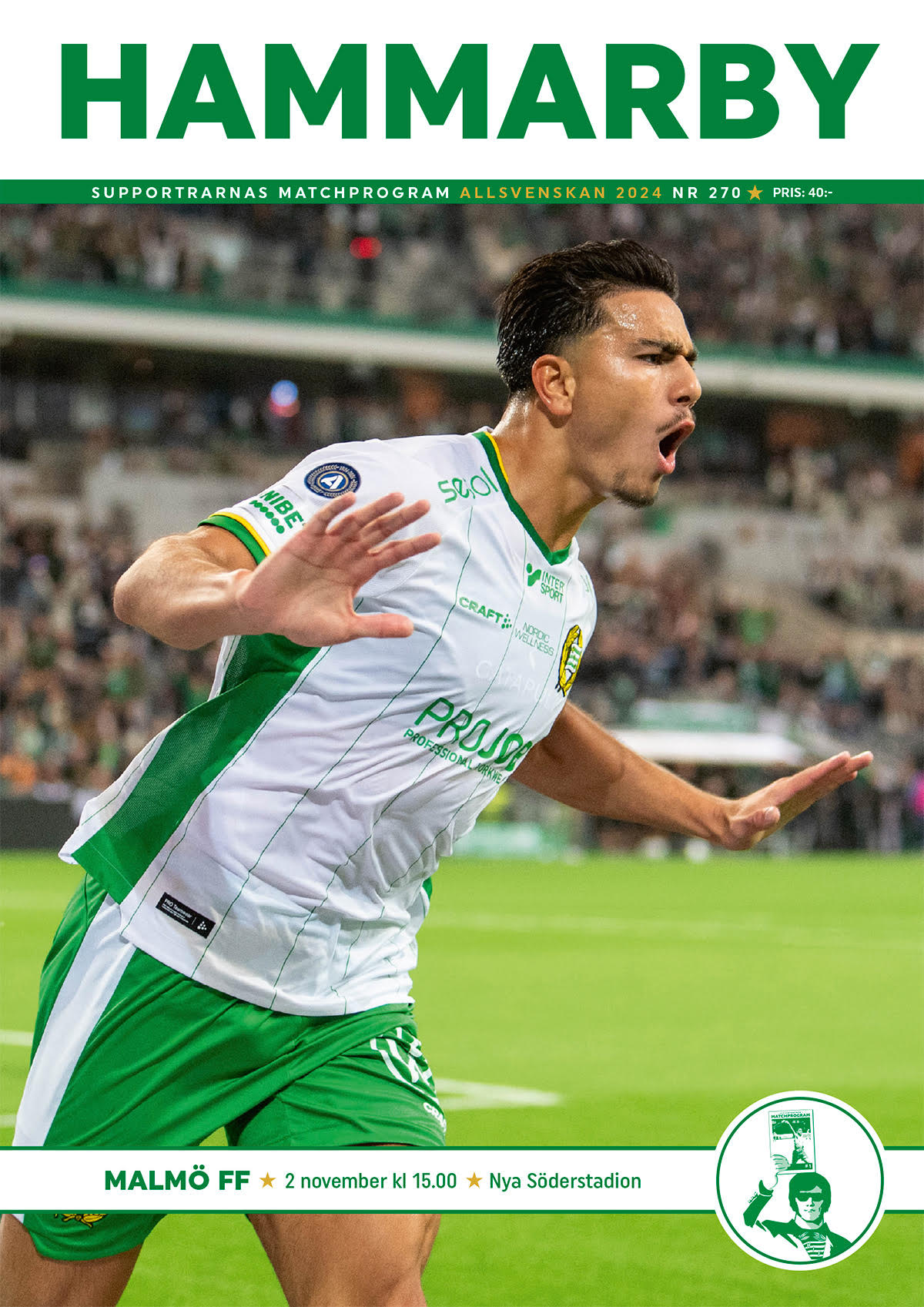 Matchprogram #270 Hammarby-Malmö FF. Allsvenskan 2024.