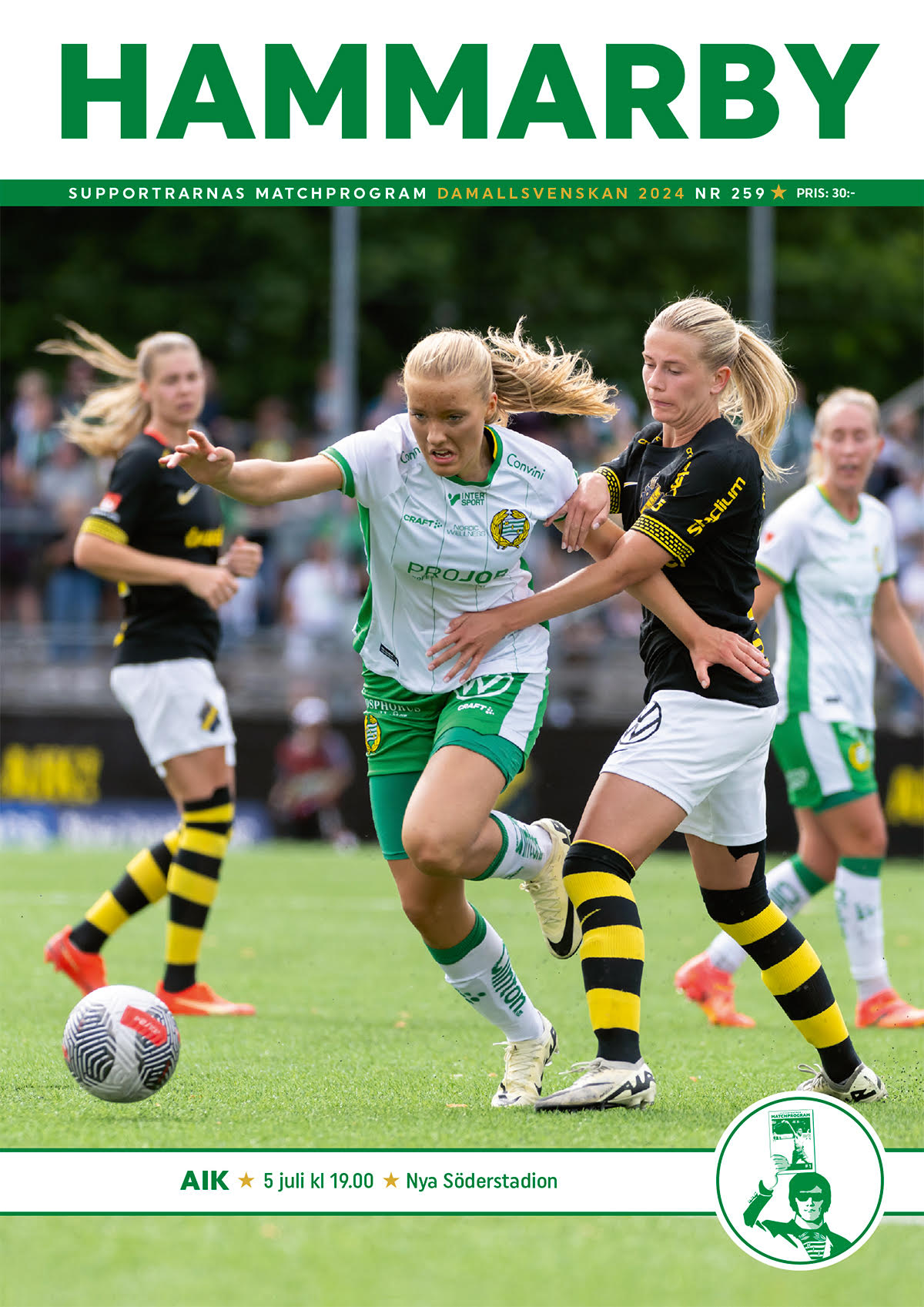 Matchprogram #259 Hammarby-AIK. Damallsvenskan 2024.