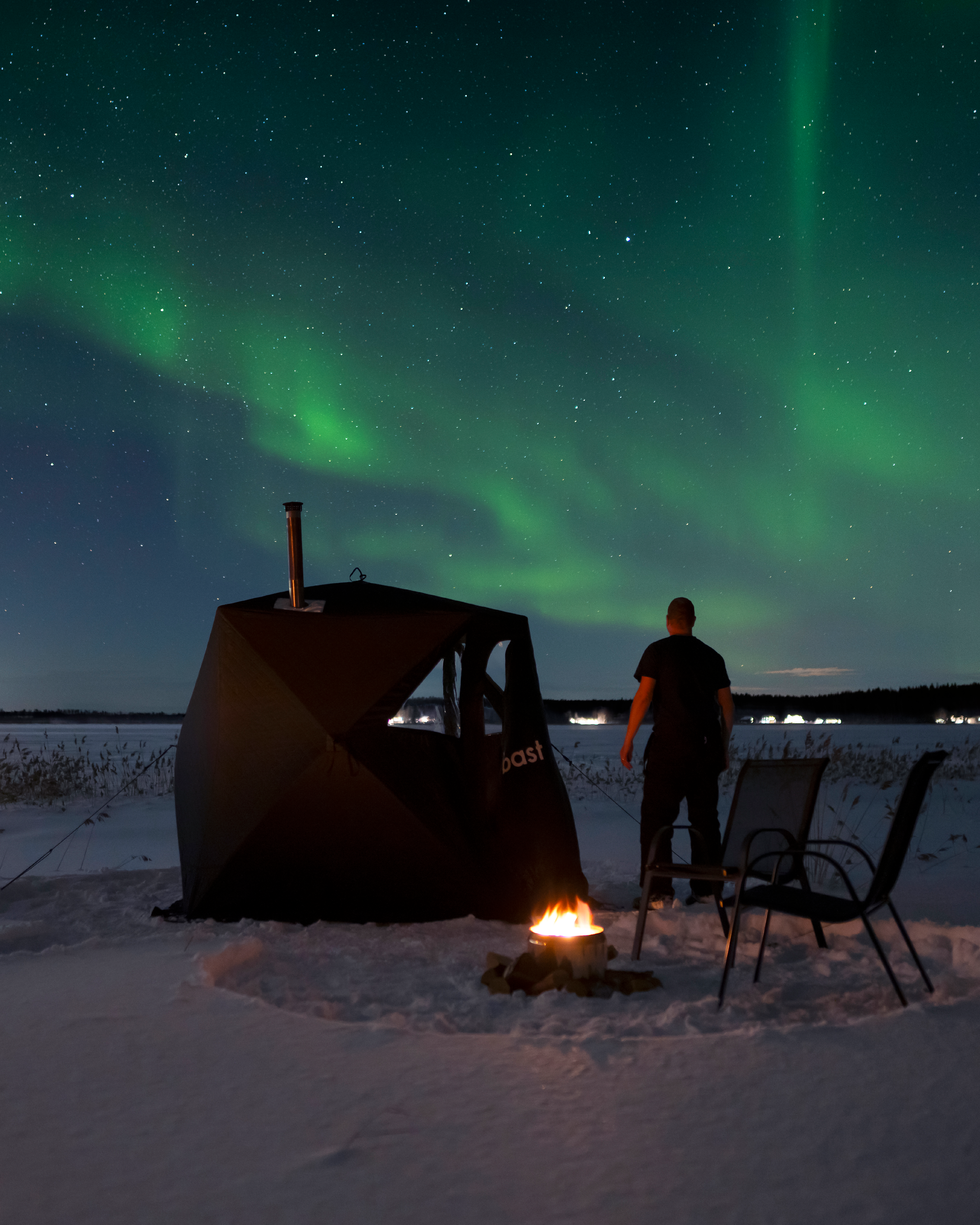 VINTERÄVENTYR! Kälktur med isvak & bastubad Hyr/ köp bastutält