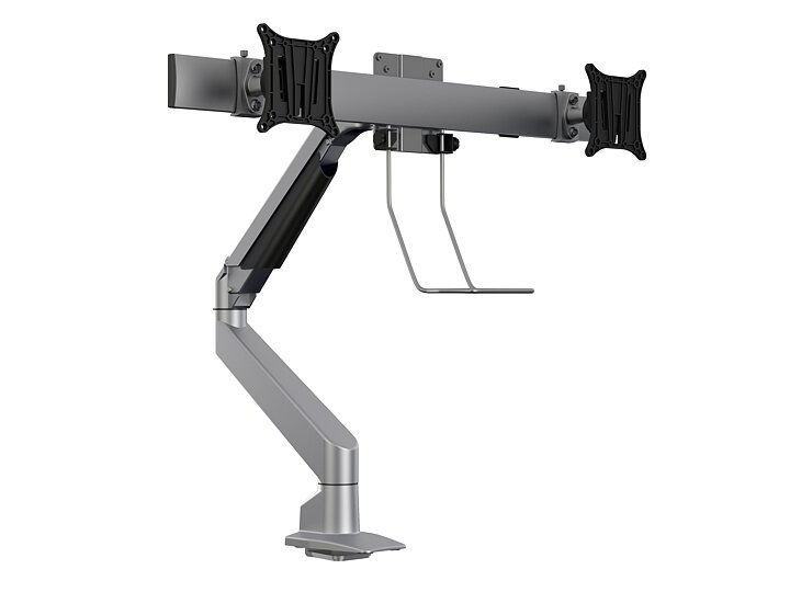 M VESA Gas Lift Arm Single Silver w. Duo Crossbar