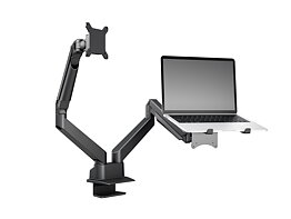 M VESA Gas Lift Arm Dual Arm w. Laptop Holder Black