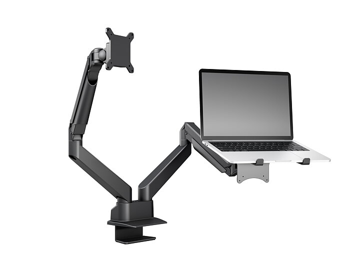M VESA Gas Lift Arm Dual Arm w. Laptop Holder Black