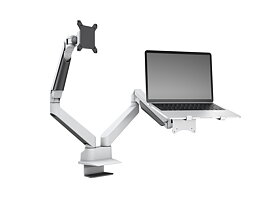 M VESA Gas Lift Arm Dual Arm w. Laptop Holder White