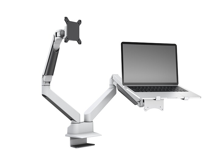 M VESA Gas Lift Arm Dual Arm w. Laptop Holder White