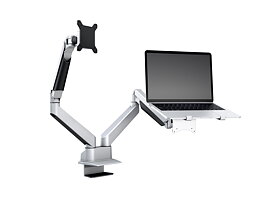 M VESA Gas Lift Arm Dual Arm w. Laptop Holder Silver