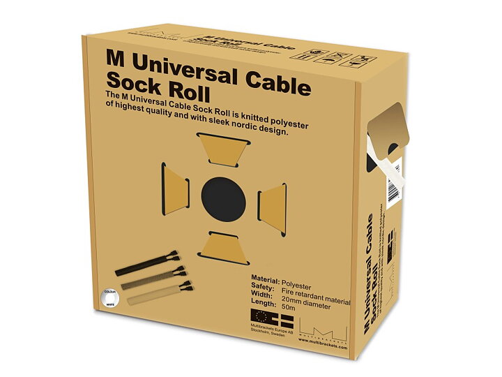 M Universal Cable Sock Roll White 20mm-W 50m-L