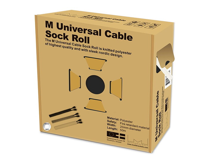 M Universal Cable Sock Roll White 20mm-W 50m-L