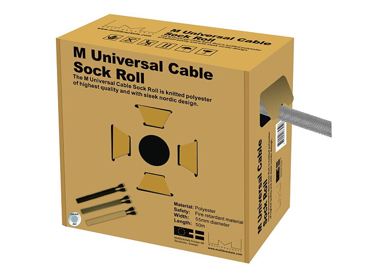 M Universal Cable Sock Roll Silver 55mm-W 50m-L