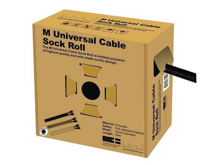 M Universal Cable Sock Roll Black 55mm-W 50m-L