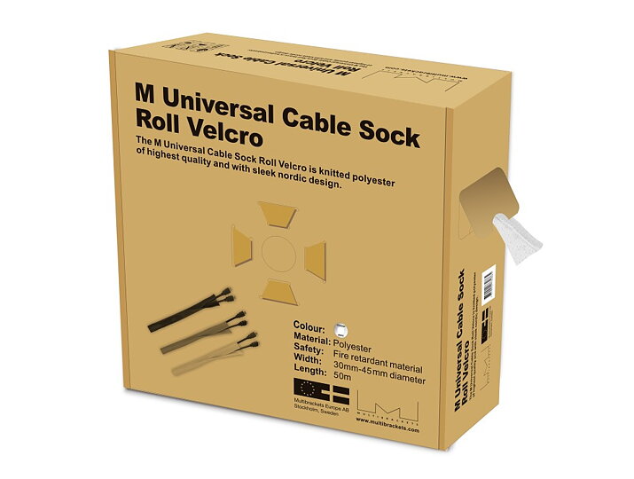 M Cable Sock Roll Velcro White 50m-L