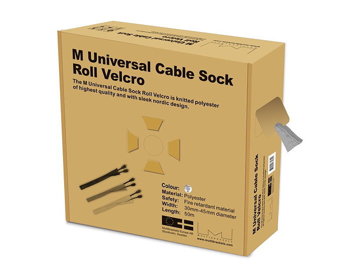 M Cable Sock Roll Velcro Silver 50m-L