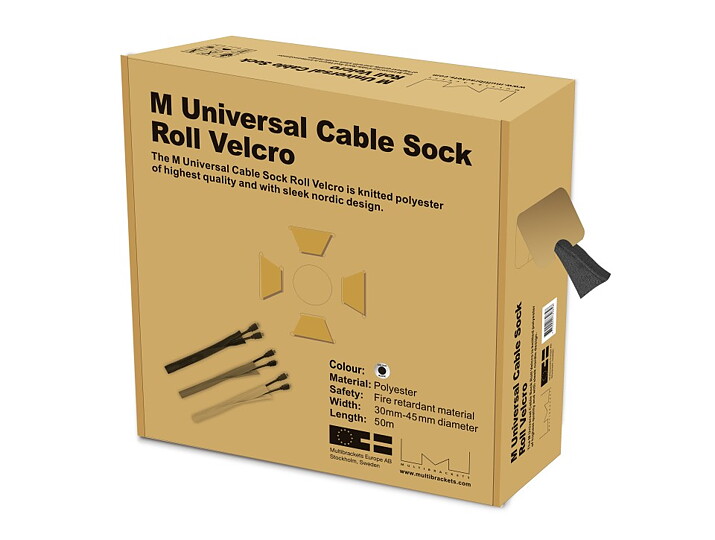 M Cable Sock Roll Velcro Black 50m-L